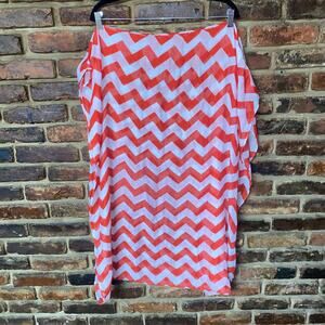 NE Red & White Chevron Infinity Scarf Women's